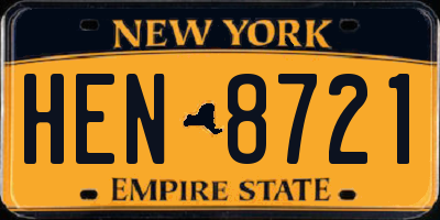 NY license plate HEN8721