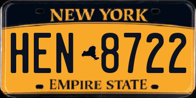 NY license plate HEN8722