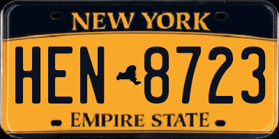 NY license plate HEN8723