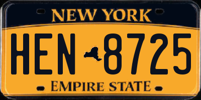 NY license plate HEN8725