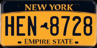 NY license plate HEN8728