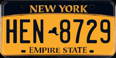 NY license plate HEN8729