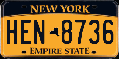NY license plate HEN8736
