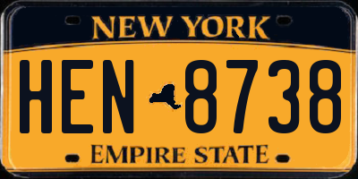 NY license plate HEN8738