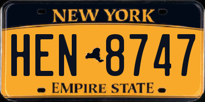 NY license plate HEN8747