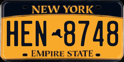 NY license plate HEN8748
