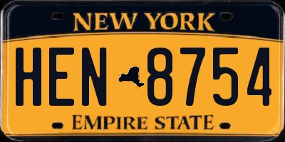 NY license plate HEN8754