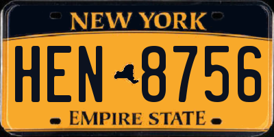 NY license plate HEN8756