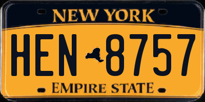 NY license plate HEN8757