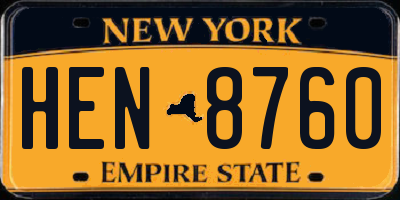 NY license plate HEN8760