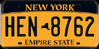 NY license plate HEN8762