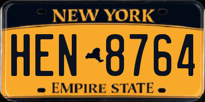 NY license plate HEN8764