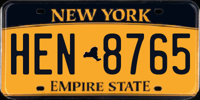 NY license plate HEN8765