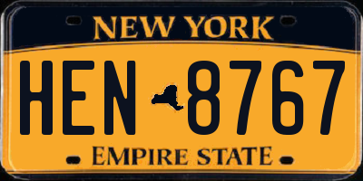 NY license plate HEN8767