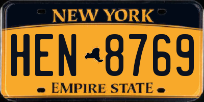 NY license plate HEN8769