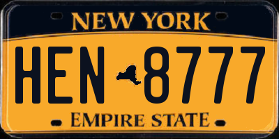 NY license plate HEN8777