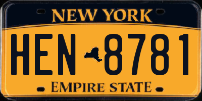 NY license plate HEN8781