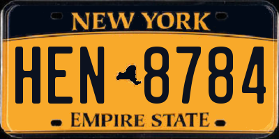 NY license plate HEN8784
