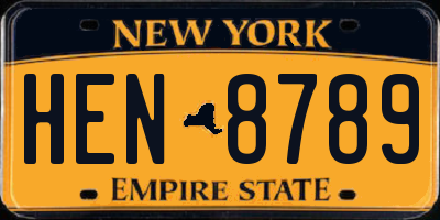 NY license plate HEN8789