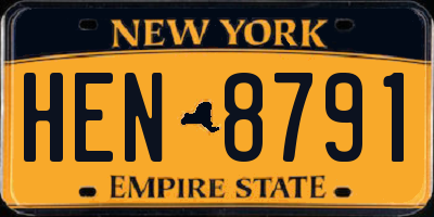 NY license plate HEN8791