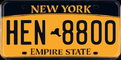 NY license plate HEN8800