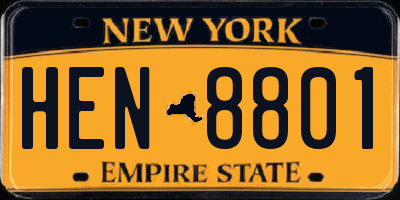 NY license plate HEN8801