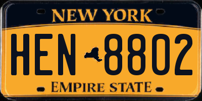 NY license plate HEN8802