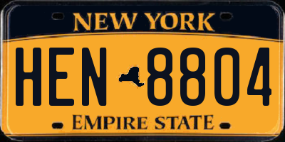 NY license plate HEN8804