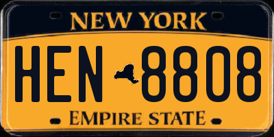 NY license plate HEN8808