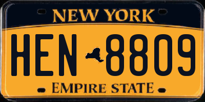 NY license plate HEN8809
