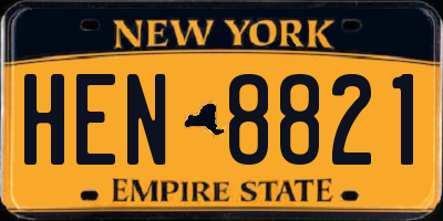 NY license plate HEN8821