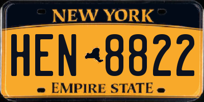 NY license plate HEN8822