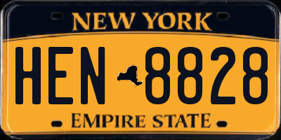 NY license plate HEN8828