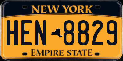 NY license plate HEN8829