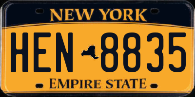 NY license plate HEN8835