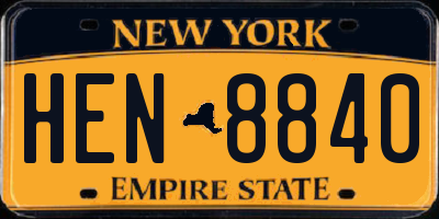 NY license plate HEN8840
