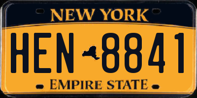 NY license plate HEN8841