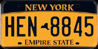 NY license plate HEN8845
