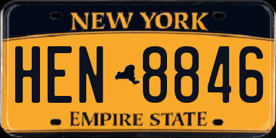 NY license plate HEN8846