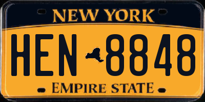 NY license plate HEN8848