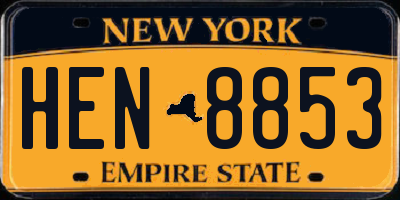NY license plate HEN8853