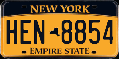 NY license plate HEN8854