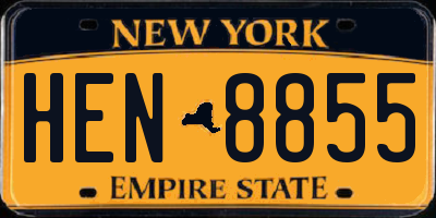 NY license plate HEN8855
