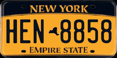 NY license plate HEN8858