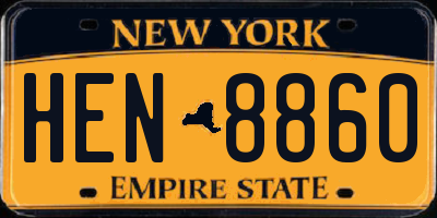 NY license plate HEN8860
