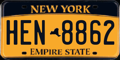 NY license plate HEN8862