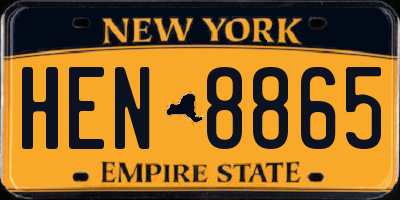 NY license plate HEN8865