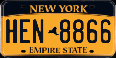 NY license plate HEN8866