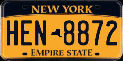 NY license plate HEN8872
