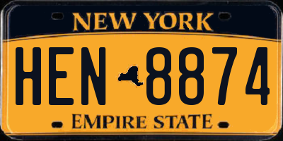 NY license plate HEN8874